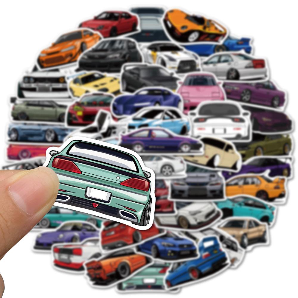 50PCS Cartoon JDM Racing Car Favorites Graffiti Stickers DIY Travel Luggage Guitar Waterproof Decals
