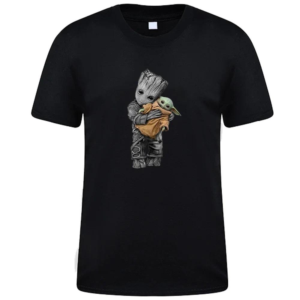 

Футболки с мультяшным принтом Йоды MINISO, повседневная мужская футболка, хлопок, каваий, летний уличный стиль, топы для женщин XXXXXL чёрный