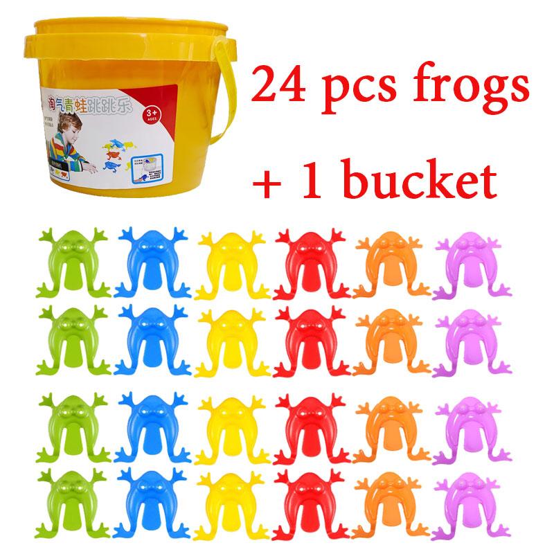 10-60Pcs Jumping Frog with Bucket Bounce Fidget Toys Novelty Assorted Stress Reliever Birthday Gift Boys Girls Party Favor Game