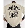 Camiseta Gráfica Caveira Club do Pai Cansado para Homens Algodão Puro Manga Curta Top Casual