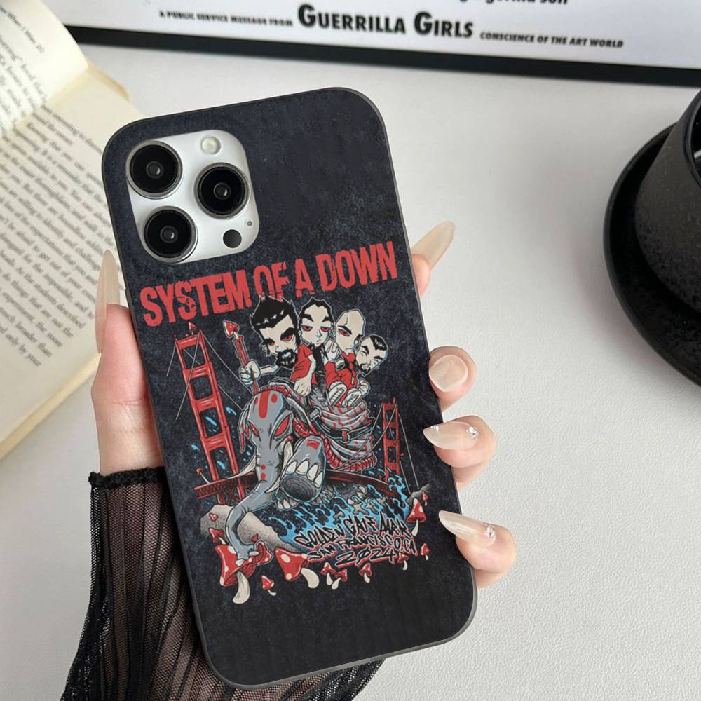 Metal Band System Of A Down Phone Case For IPhone 17 16 15 14 13 12 11 Corrugated Frosted Soft Cover Anti-Slip