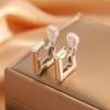 Stylish Geometric Square Hollow Metal Earrings for Women Without Piercing Ear Clips