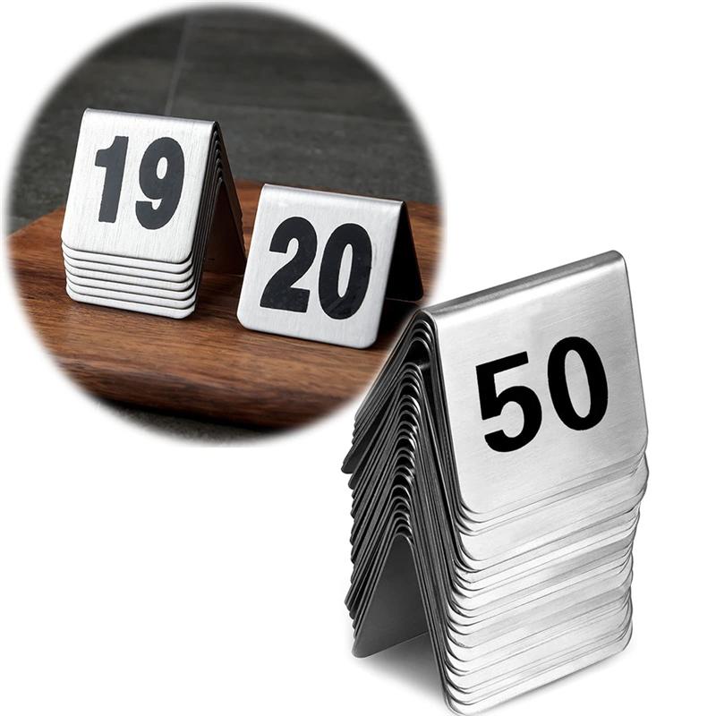 2025 Trend 50PCS Restaurant Bar Place Table Marker Tabletop Number Sign Stackable Table Number Cards Double-Side Black Number
