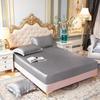 Ice Silk Satin Bed Sheets: Solid Color Three-Piece Set – Imitation Silk Mattress Protector.