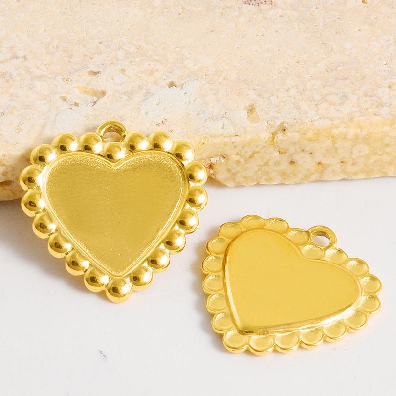 5pcs/Lot Gold Color Geometric Cobochons Stainless Steel Blank Settings Oval Heart Round Pendants For Jewelry Making Charms Bulk