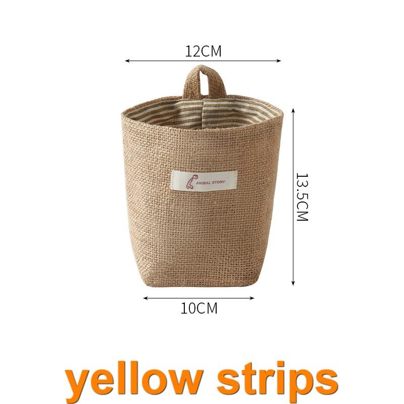 1Pc Wall Hanging Storage Bags Cotton Linen Storage Basket Foldable Wall Hanging Basket Family Organizer Box Decorative Bag