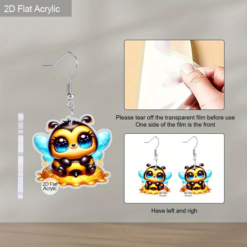 2D Cartoon Bee Pattern Ear Jewelry Dangle Earring Daily Outfits Party Accessories Perfect Gift for Family/ Friends