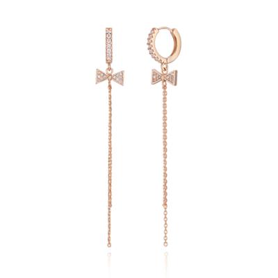 CRANNE 14K Ribbon Two-Chain Earrings (Gold Pin) C24EGP202