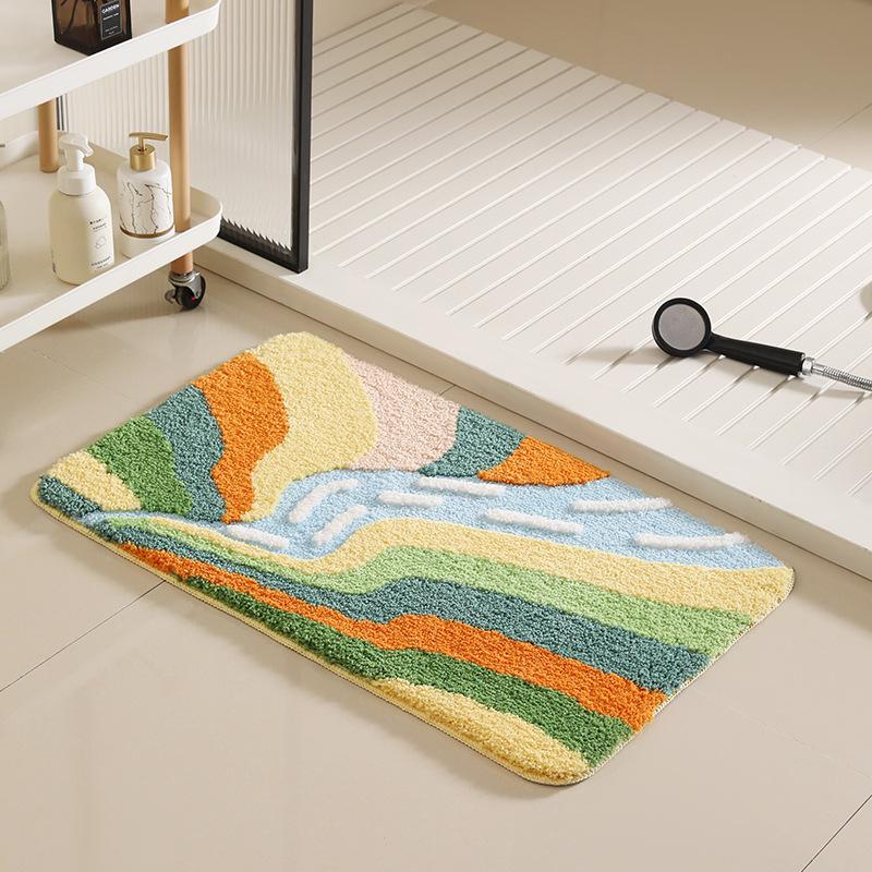Mountain River Floor Mat Bathroom Anti Slip Absorbent Mat Water Absorbent Rug Decorative Area Mat For Home Kitchen And Bath Use