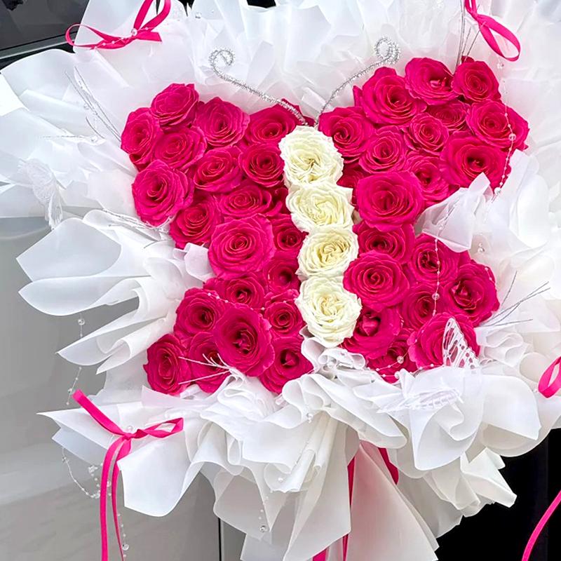 1Set Packaging Tool Fashion PVC DIY Packaging Material Mother's Day Bouquet Stand Butterfly-shaped Flower Arrangement