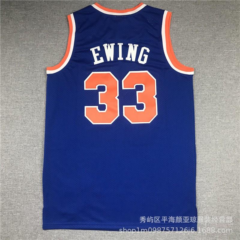 Embroidered New York Knicks Basketball Jersey 33 Ewing Mens Athletic Wear Fall Winter