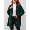 Damen Herbst- und Winter Kapuzen-Plaid Warmes Oberteil, Mittellange Plüsch-Cardigan-Jacke