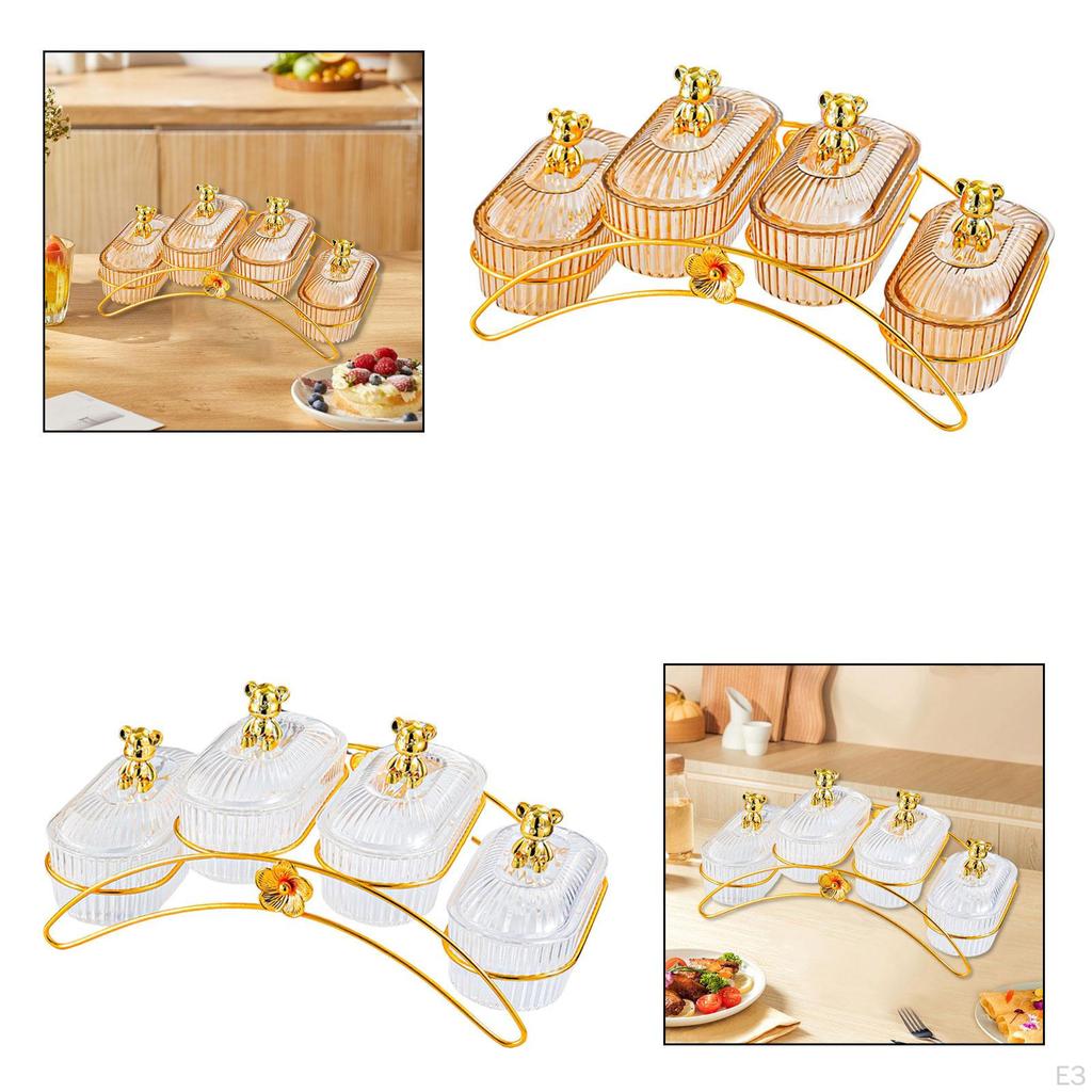 Dried Bowl Storage Breakfast Trays 4 Compartments Snack Holder for Home