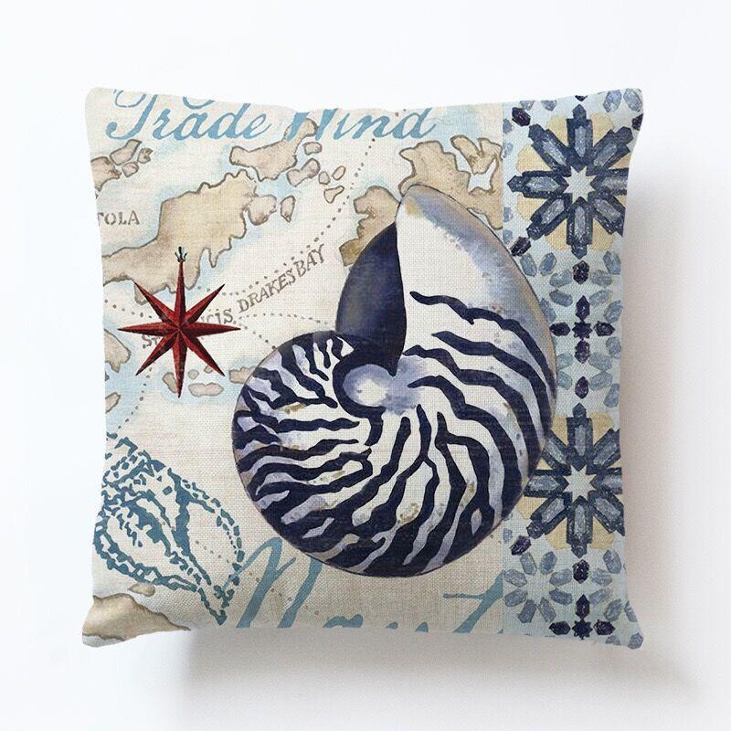 Marine Creatures Sea Horse Turtle Whale Octopus Linen Cushion Cover Pillow Cover