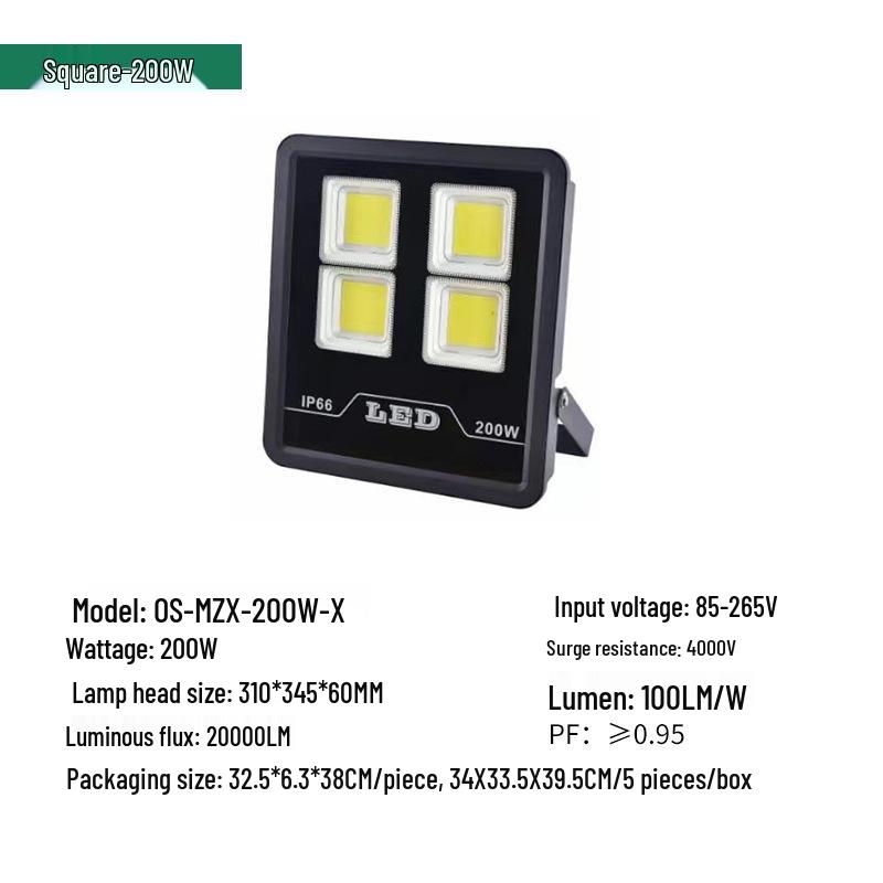 500W Waterproof LED Floodlight for Outdoor, Workshop, and Construction Site - Super Bright High-Power Spotlight