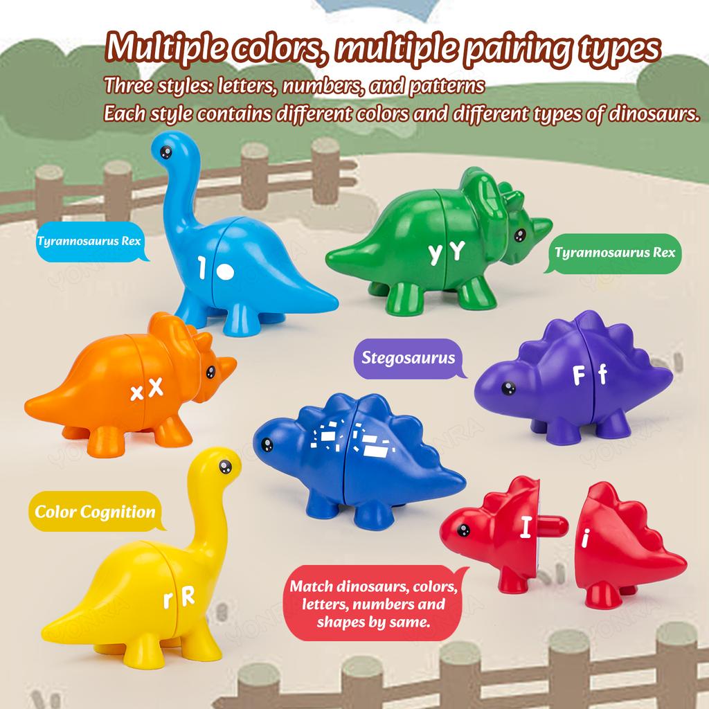 Matchande dinosaurieleksak med förvaringspåse Montessorileksaker för barn Räkneleksaker Lärande leksaker för småbarn Barns utvecklingsspel
