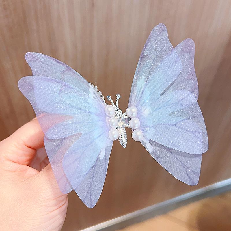 Gradient Silk Yarn Bow Butterfly Hairpin for Kids – Fairytale Style