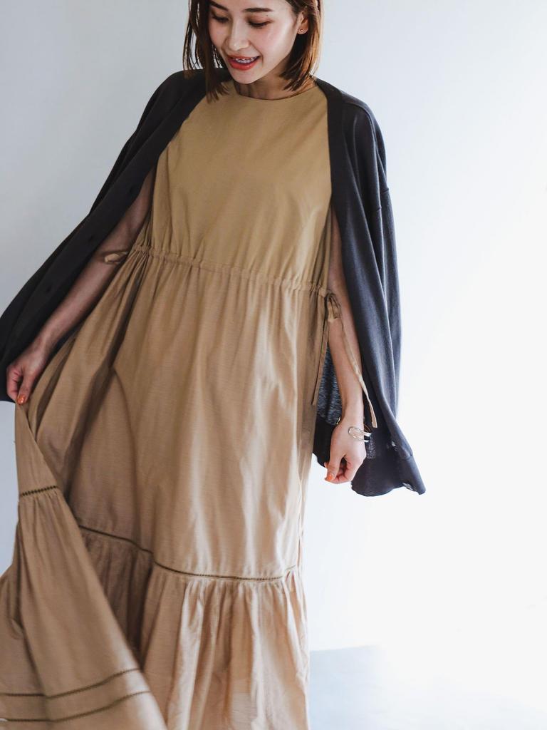 Life Store by Dress by BEAMS Tiered Sleeveless Maxi Dress BEIGE M [Beaming BEAMS] BMING Women's