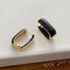 Simple Two Tone Metal Enamel Rectangle Square Hoop Earrings For Women 14K Real Gold Plated Copper Party Jewelry