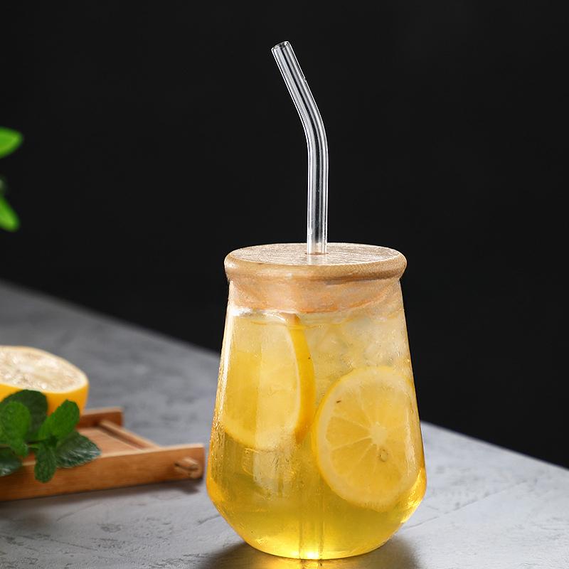 

1 шт. 17 унций стаканы для питья с бамбуковыми крышками и соломинками, чашки для кофе со льдом, коктейльные бокалы, симпатичная чашка-стакан, идеально подходит для виски с содовой Transparent