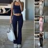 Cross-Border Foreign Trade Women Clothes 2025 Spring and Summer European and American Y2g Leisure Sports Style Solid Knit Vest Long Pants Set
