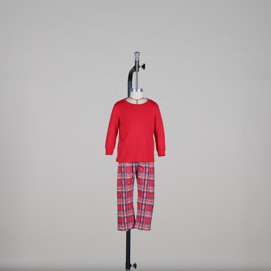 Christmas Family Matching Pajamas Set Long Sleeve Pullover Top Plaid Pants Pjs Sleepwear Set Soft Holiday Loungewear for Women Men Kids