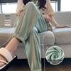 Women's 2024 Summer Green Ice Silk Harem Pants: Slimming, Draped, Thin Joggers for Sports
