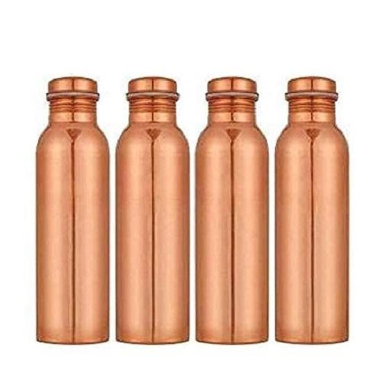 Pure Copper Water Bottle | Joint Free Leak Proof Copper Bottle | 1000 ML Pack of 4.