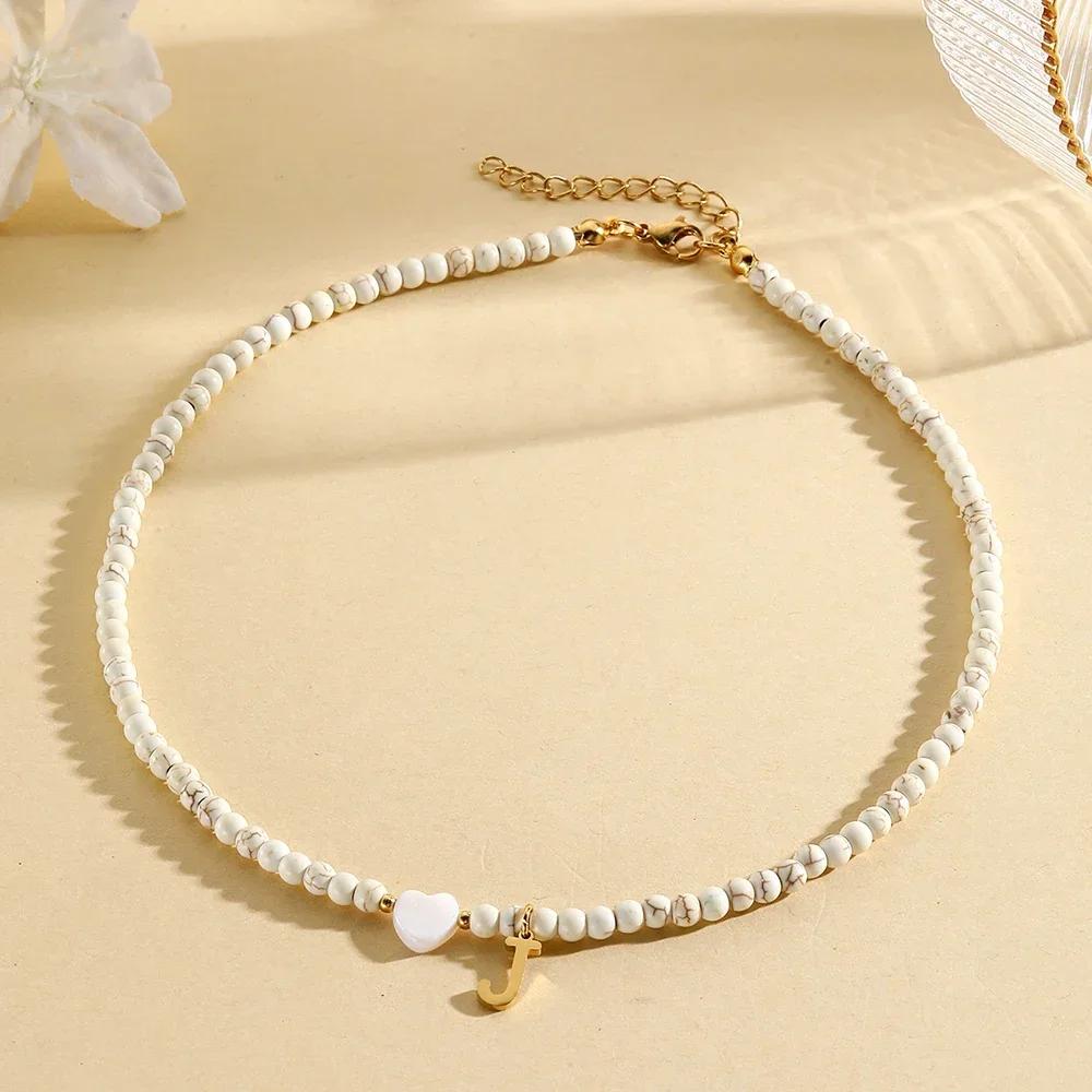 Bohemian Choker Neck Necklaces Heart-shaped Shell Letter Pendant Beads Women Necklace Woman Trend Jewelry Gift 2025