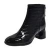 European American High Heel Lacquer Leather PU Short Boots Women's 2025 New Luxury Design Single Shoes Autumn Winter Large Size