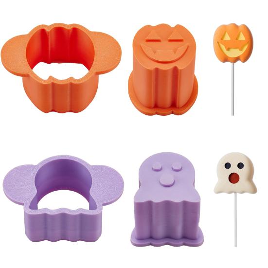 Halloween Cake Pop Mold Set Pumpkin & Ghost Shape Press for Baking Cookies Candy Food-Grade Baking Cake Pop Kit