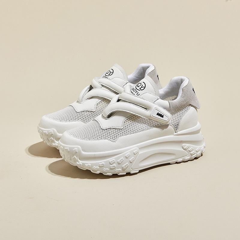 

Small size height increase dad shoes women s 2025 spring and summer new Velcro platform white shoes women s mesh casual shoes 32