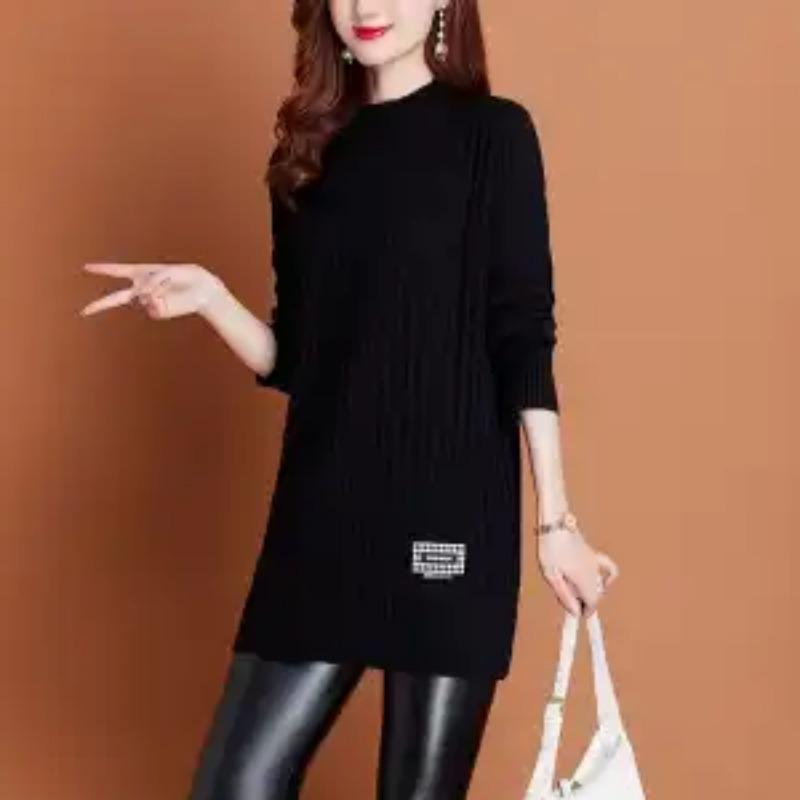 Svetr střední délky Dámský Nový Podzim Zima Svetr Velké Velikosti Oblečení pro Matku Volné Stylové Spodní Tričko