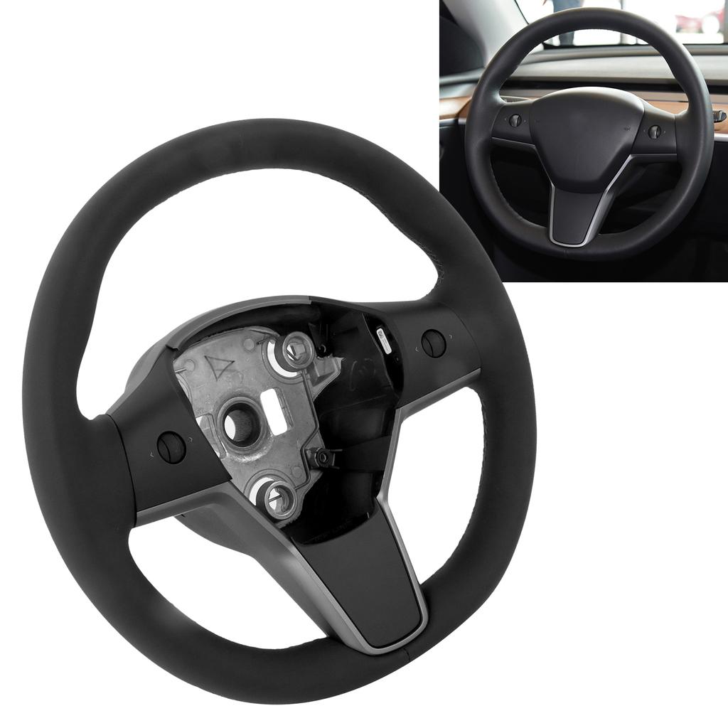 Black Steering Wheel with Button Leather Car Modification Replacement Steering Wheel