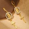 Retro Rhinestone Cross Eardrop Relief Rhinestone Earrings New Punk Style Earrings