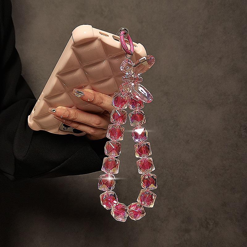 

For Cell Phone Creative Fashion DIY Beads Lanyard Strap Pendant On The Phone Wrist Chain Anti-Lost Hand Rope Bow Tie Ornaments
