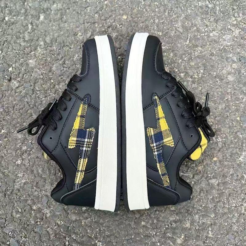 2025 spring and summer new bread shoes women's niche original board shoes men's Scottish plaid black and yellow plaid design versatile
