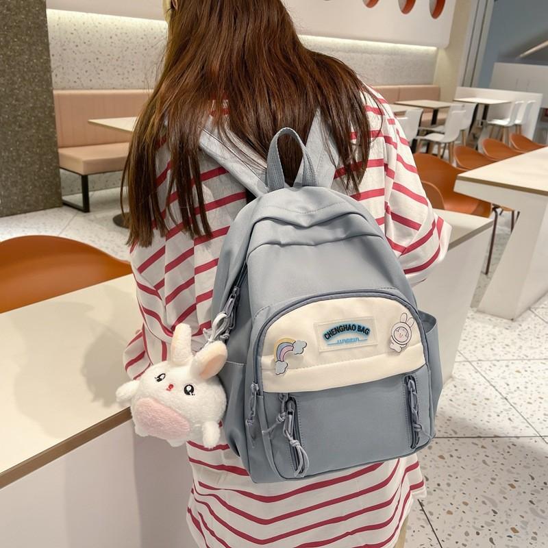 Blocked Simple Color Letter Decoration For Student Casual Backpacks For Daily