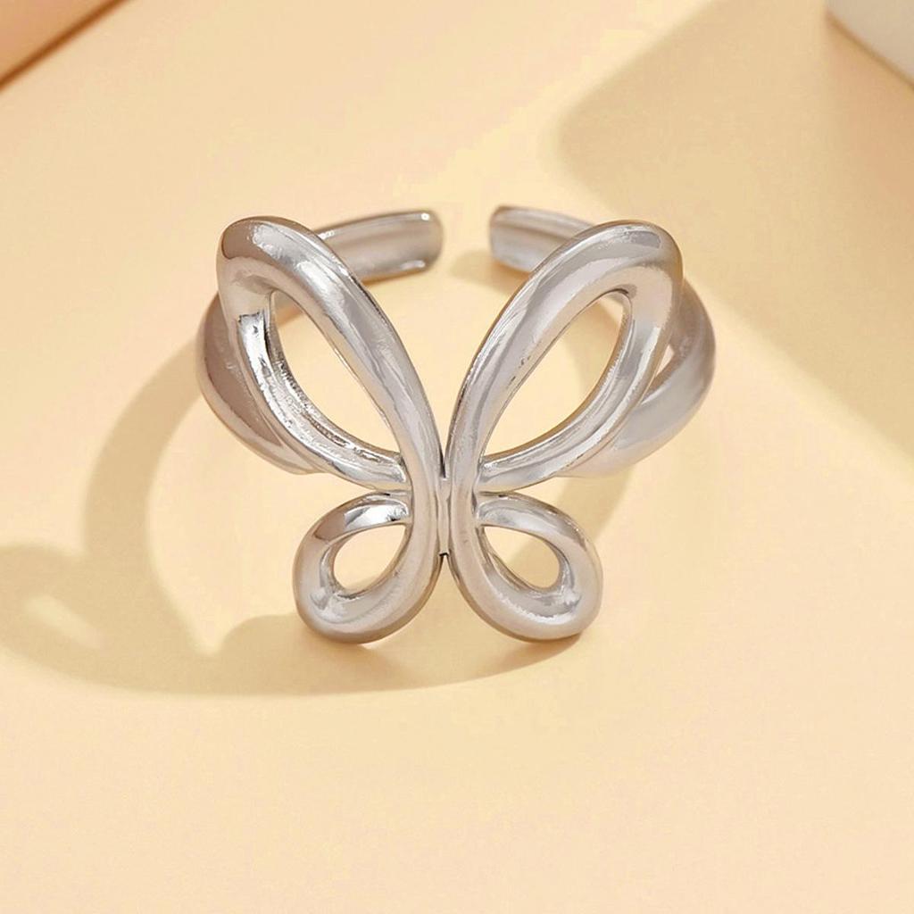 Stainless Steel Fairy Butterfly Gold Open Ring for Women - Non-Fading, Sweet Gift for Best Friends