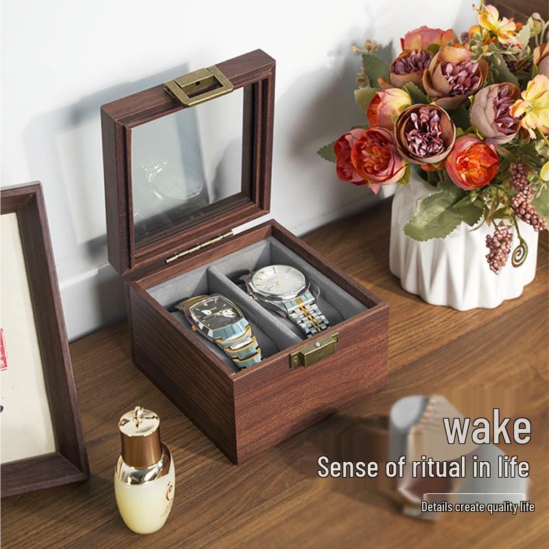 Large Capacity Multi-Grid Wooden Storage Box for Sunglasses, Glasses, and Watches