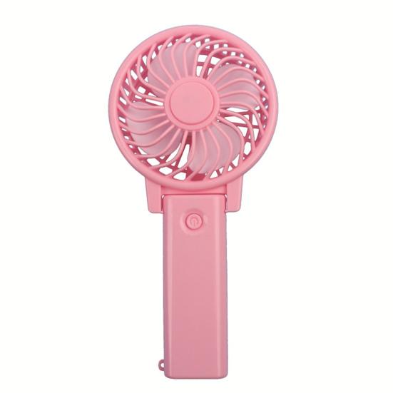 

Ручной вентилятор 4-лопастной кнопочный переключатель Мягкий естественный ветер Одна передача Тихая работа Малый размер Охлаждающий вентилятор с питанием от батареи Дорожный источник питания розовый