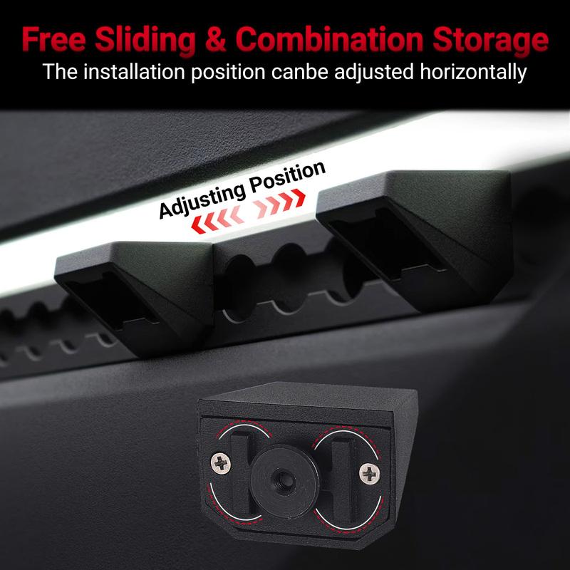 For Tesla Cybertruck 2024 Car Equipment 4 Hooks 2 D-rings 1 Opener Black Aluminum Rear Bucket Pull Ring Track Accessories Set