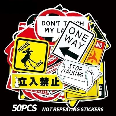 Įspėjamieji ženklai Vandeniui atsparūs lipdukai 50 vnt.