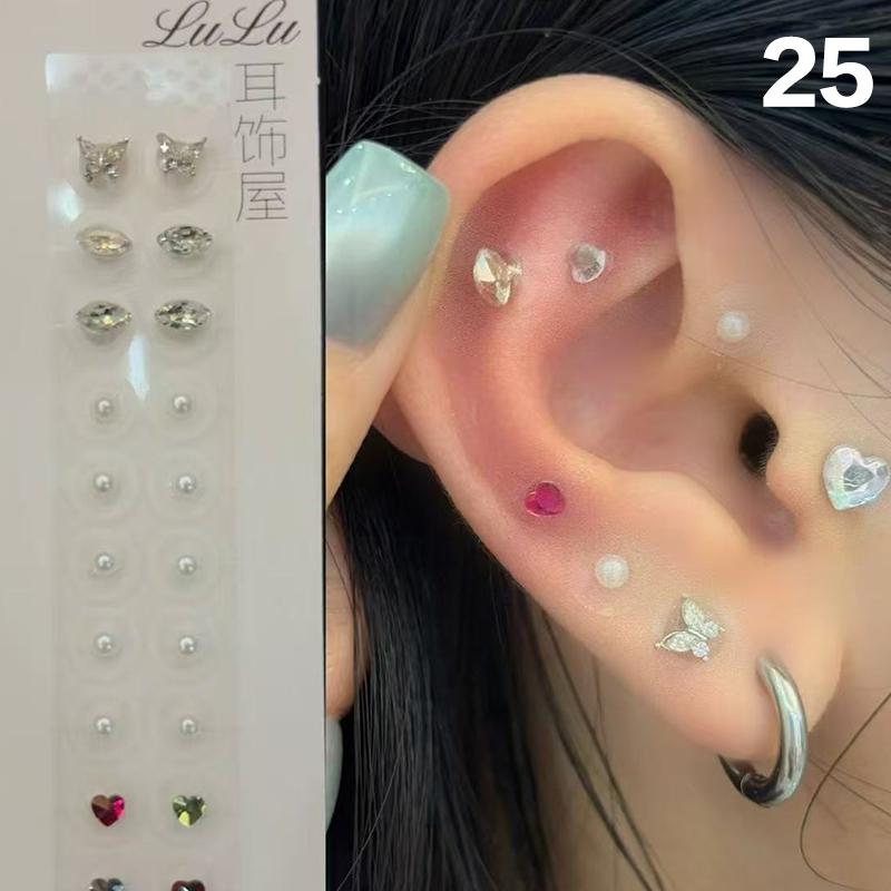 Módní mašlička Barevné kamínky Perly Nálepky na ušní body Tlakové tyčinky na uši Akupunktura Aurikulární ušní nálepky Masáž