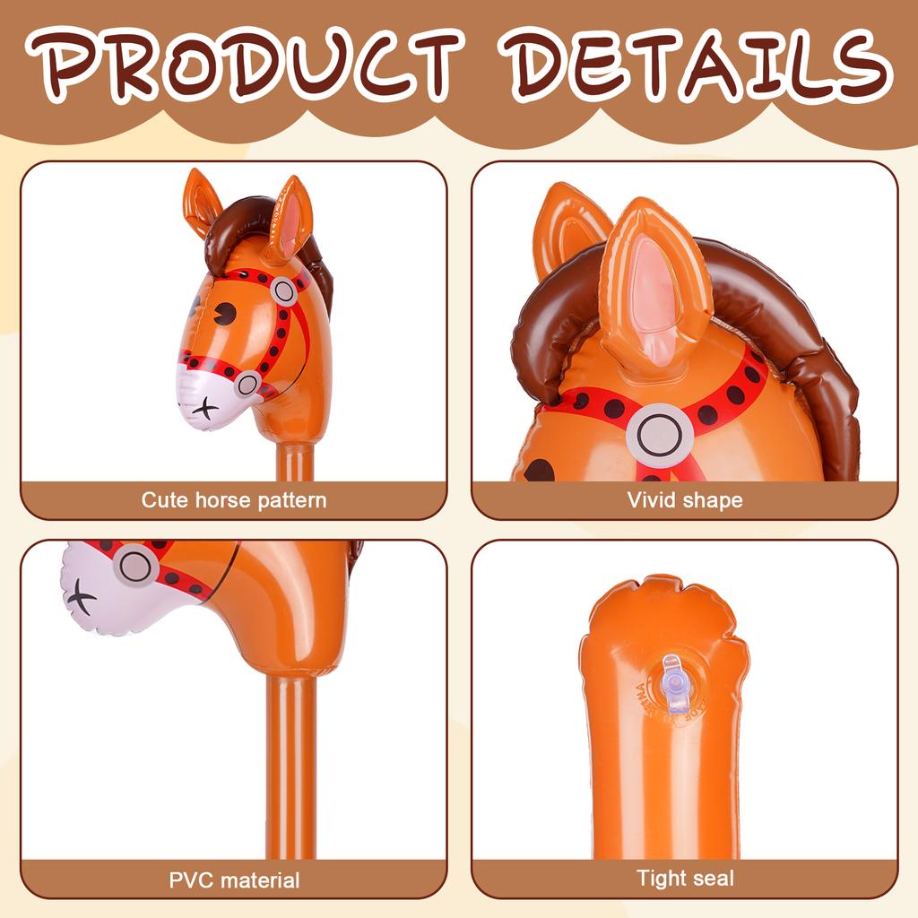 12 Stück 40 Zoll aufblasbares Steckenpferd bunter Pferdekopf-Steckenpferd-Ballon Pferd Geburtstagsparty-Zubehör Pony-Stecken für Halloween