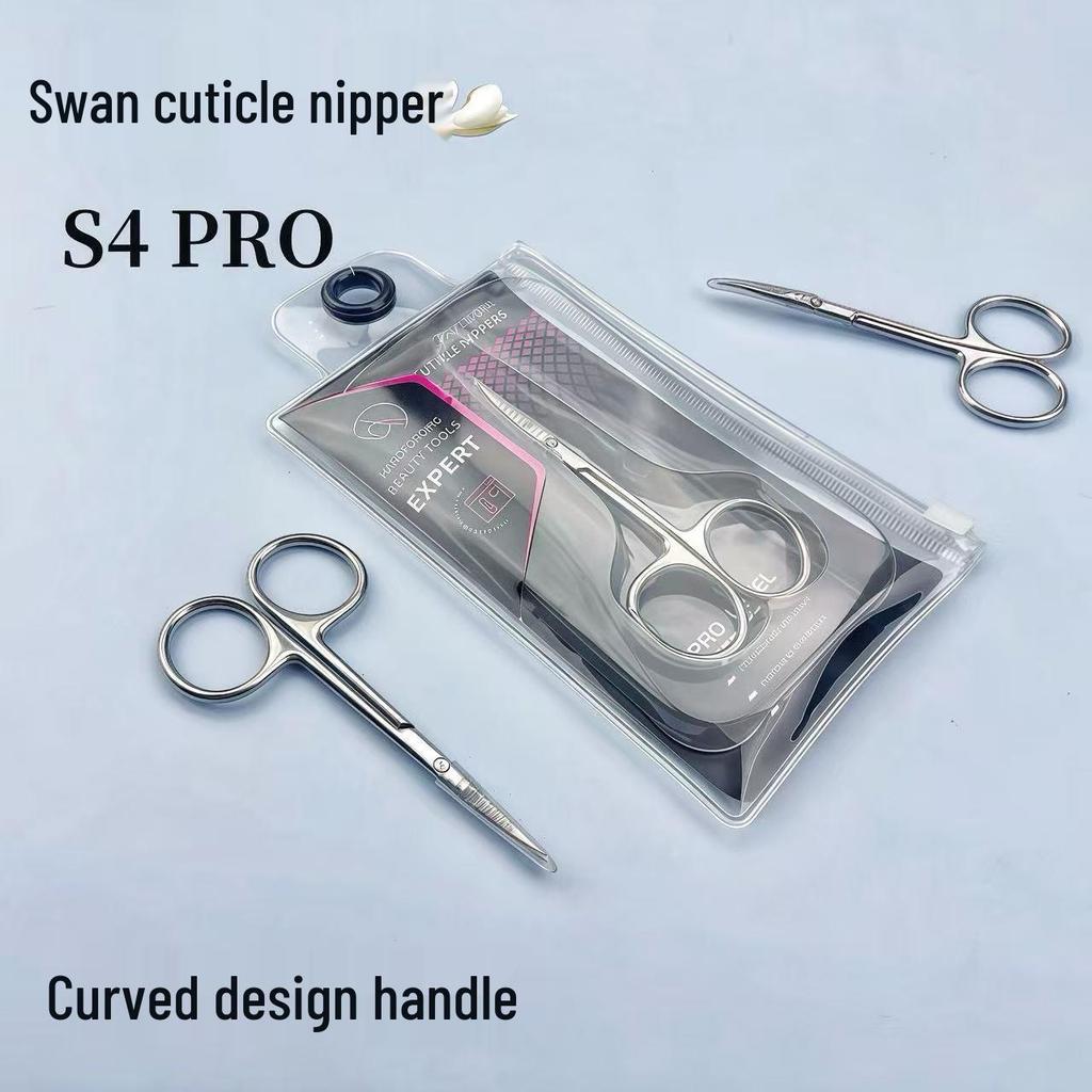 S4-PRO Curved Cuticle Nipper: Russian Swan Handle, Ukrainian Stainless Steel, Professional Grade