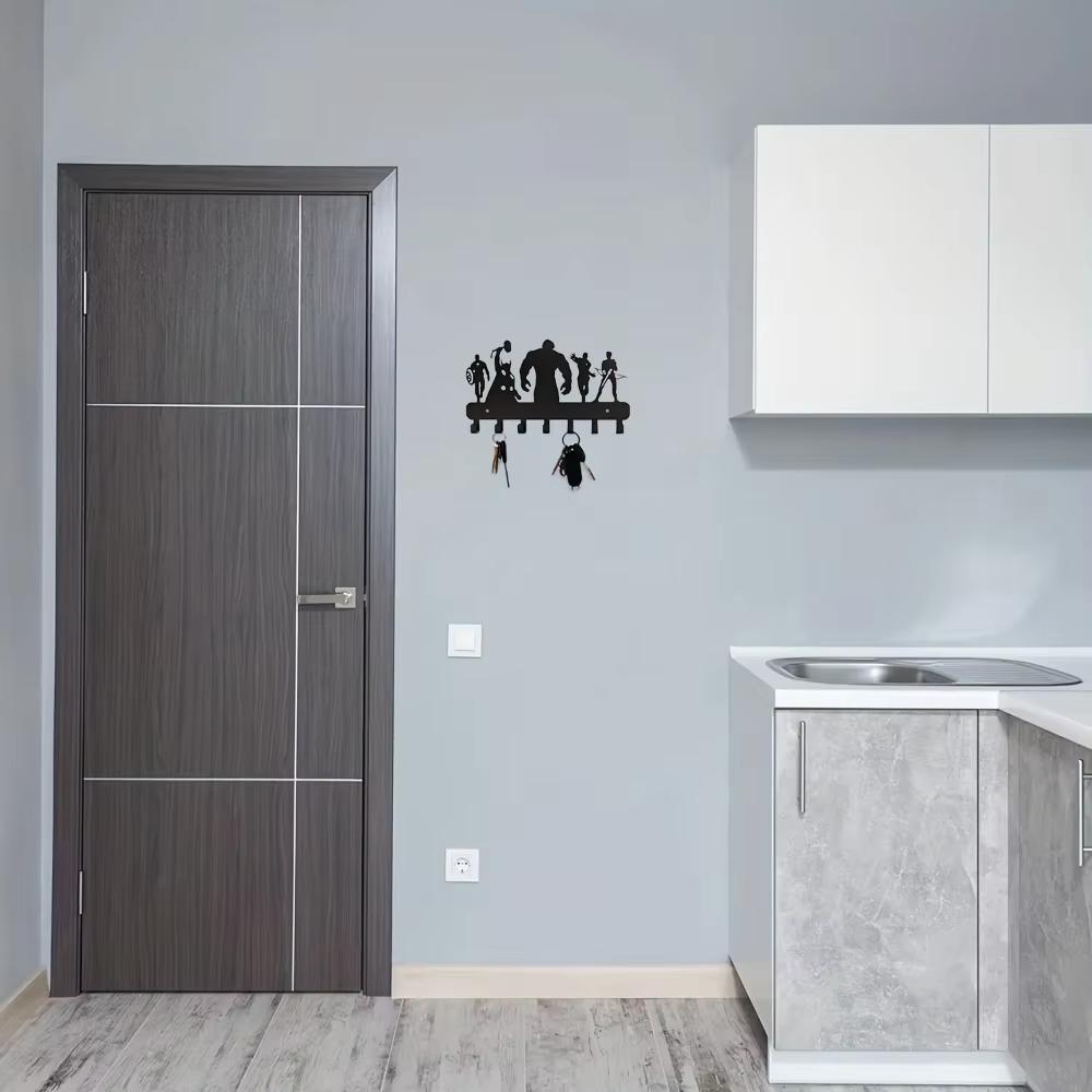 Настенный металлический держатель ключей и органайзер на 7 крючков: Стильные крючки — фото 6