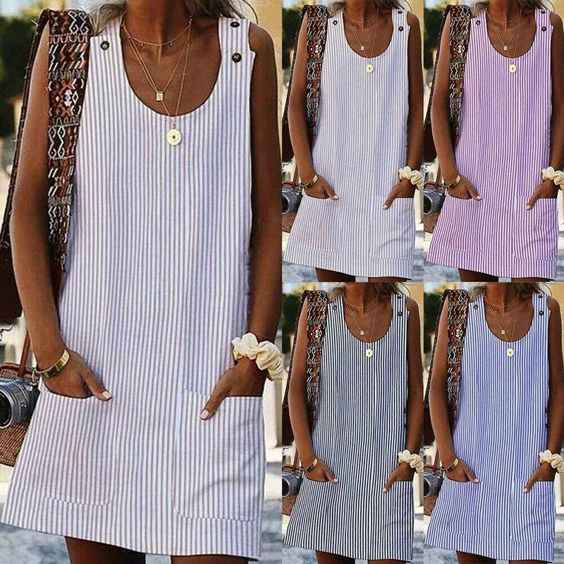 Elegant Plus Size Women Summer Short Sleeve Long T-shirt Casual Mini Dress
