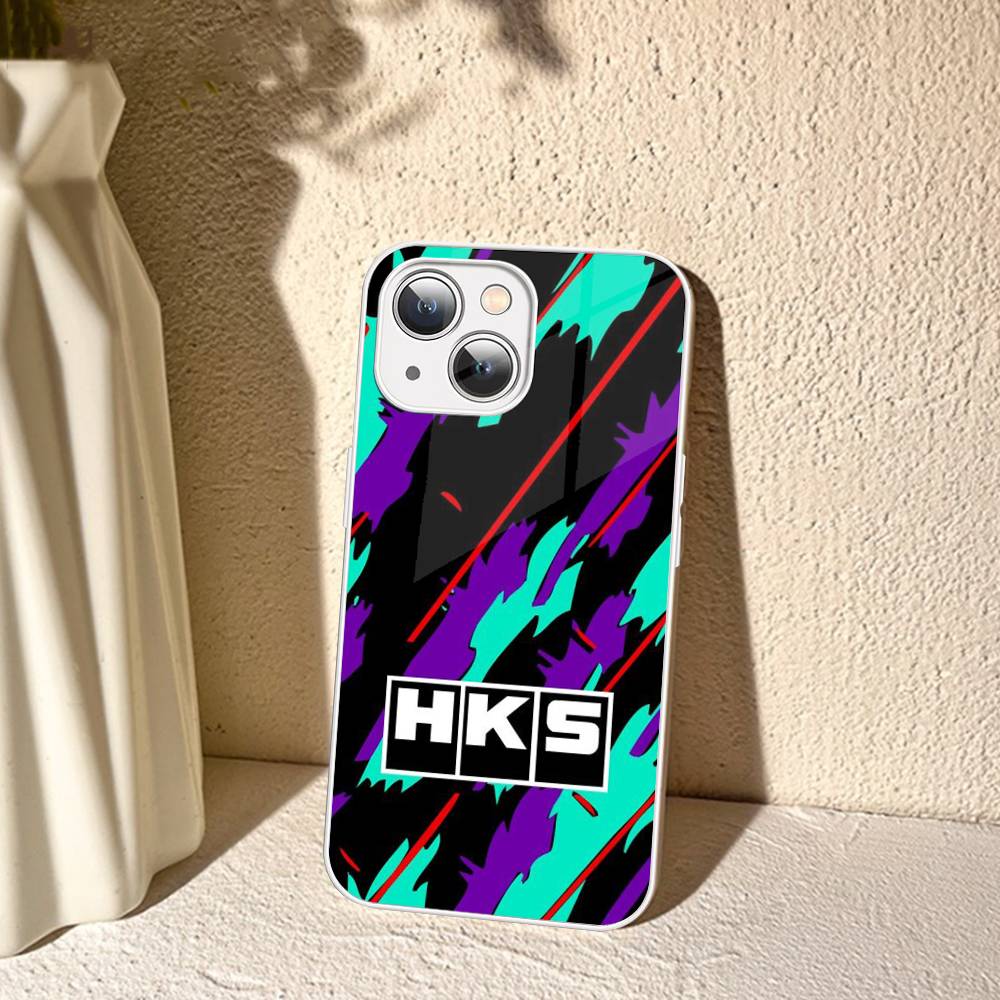 Sports Car H-HKS JDM Logo For IPhone 14 13 12 Mini 11 Pro XS Max X XR 14 Plus Tempered Glass Cover