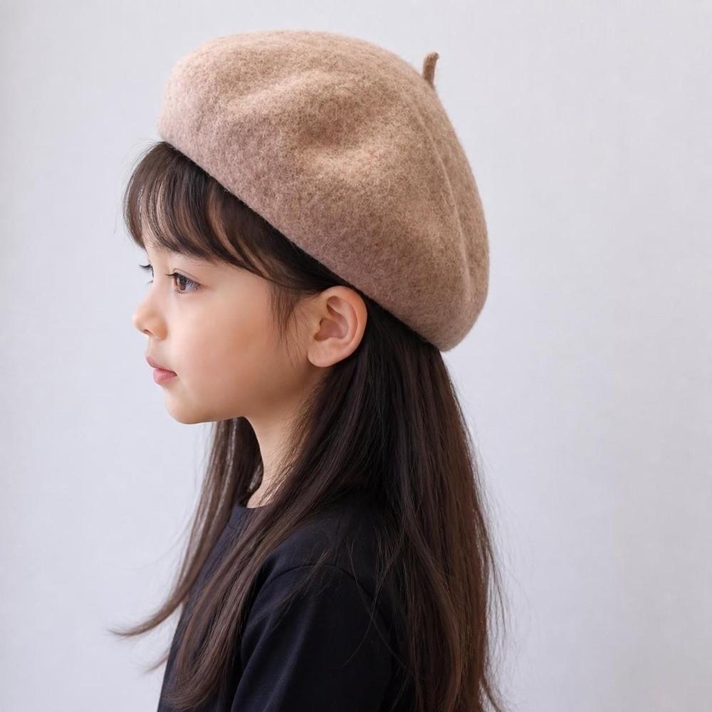 Woolen Warm Winter Kids Berets Solid Color Baby Pumpkin Cap Infant Winter Beanie  For Baby Girl